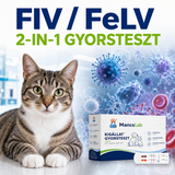 MancsLab FIV Ab/FeLV Ag kombinált gyorsteszt macskáknak – csomagolás és tesztkazetta
