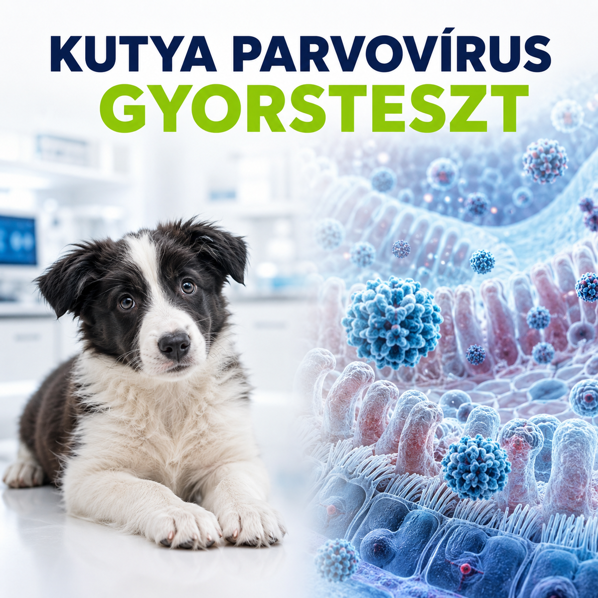 MancsLab CPV parvovírus antigén gyorsteszt kutyáknak – csomagolás és tesztkazetta