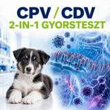 MancsLab CPV/CDV 2 az 1-ben parvovírus és szopornyica gyorsteszt kutyáknak – csomagolás és tesztkazetta