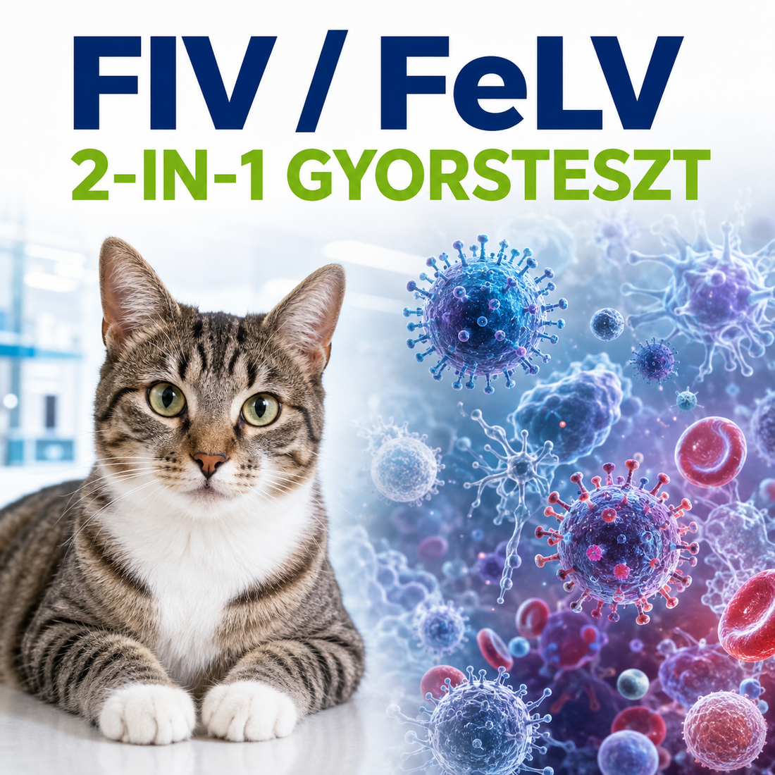 MancsLab FIV Ab/FeLV Ag kombinált gyorsteszt macskáknak – csomagolás és tesztkazetta