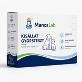 MancsLab kisállat gyorsteszt doboza – csomagolás kutya- és macskaillusztrációval
