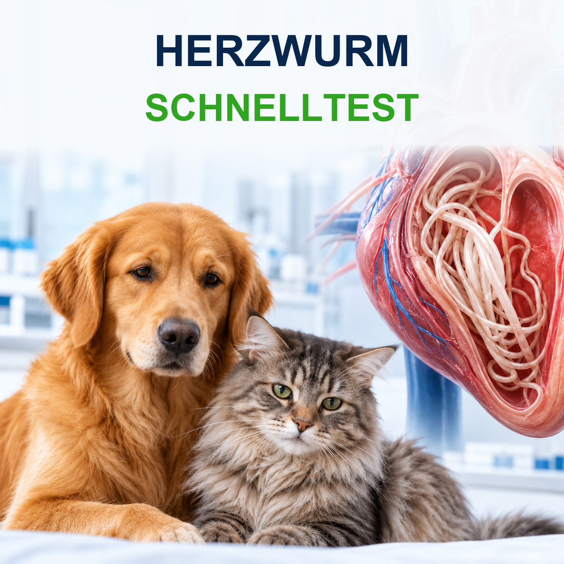 MancsLab HW Herzwurm-Antigen-Schnelltest für Hunde und Katzen – Illustration mit deutscher Beschriftung