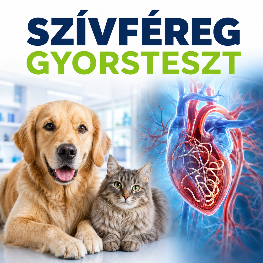 MancsLab HW szívféreg antigén gyorsteszt kutyáknak és macskáknak – csomagolás és tesztkazetta